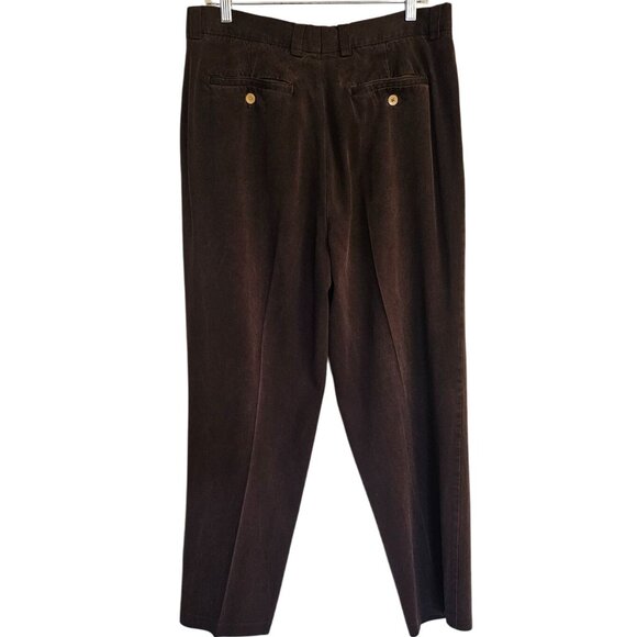 Tommy Bahama Silk Pants 36x30 pleated front chocolate brown - Picture 2 of 7